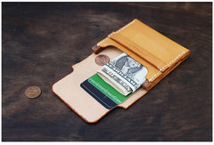 Cool Wooden Brown Leather Mens Wallet Small Card Holder Coin Wallet for Men - iwalletsmen