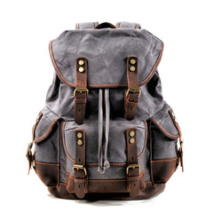 Cool Canvas Leather Mens Large Black Backpack Travel Backpack Hiking Backpack for Men - iwalletsmen