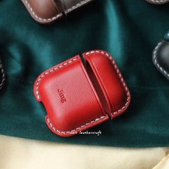 Personalized Green Leather AirPods 1,2 Case Custom Green Leather 1,2 AirPods Case Airpod Case Cover