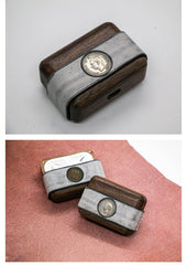 Handmade Leather Wood AirPods Pro Case Custom Leather AirPods Pro Case with Coin Airpod Case Cover - iwalletsmen