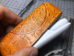 Handmade Tooled Moment Leather Mens IQOS 3.0 Cigarette Case IQOS3.0 Holder for Men - iwalletsmen