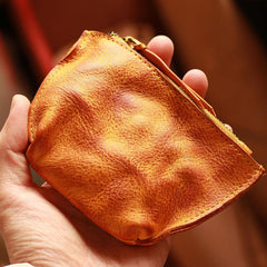 Vintage Slim Tan Leather Mens Coin Wallet Zipper Coin Holder Change Pouch For Men - iwalletsmen