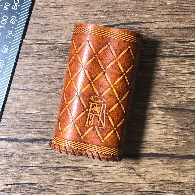 Monogrammed cigarette case, men's cigarillo pouch, brown leather