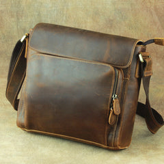 Leather Brown Mens Vintage Small Side Bag Shoulder Bags Small Messenger Bag For Men - iwalletsmen