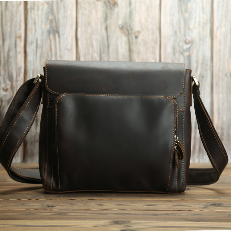 Leather Brown Mens Vintage Small Side Bag Shoulder Bags Small Messenger Bag For Men