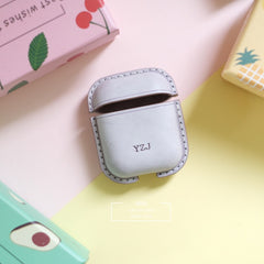 Personalized Green Leather AirPods 1,2 Case Custom Green Leather 1,2 AirPods Case Airpod Case Cover