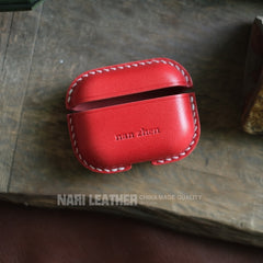 Personalized Green Leather AirPods Pro Case Custom Green Leather Pro AirPods Case Airpod Case Cover