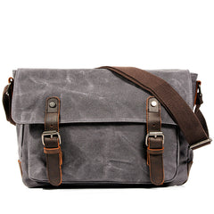 Black Waxed Canvas Side Bag Mens Cycling Canvas Messenger Bags For Men - iwalletsmen