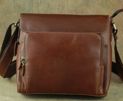 Leather Brown Mens Vintage Small Side Bag Shoulder Bags Small Messenger Bag For Men - iwalletsmen