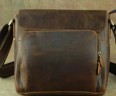 Leather Brown Mens Vintage Small Side Bag Shoulder Bags Small Messenger Bag For Men - iwalletsmen