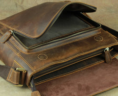 Leather Brown Mens Vintage Small Side Bag Shoulder Bags Small Messenger Bag For Men - iwalletsmen