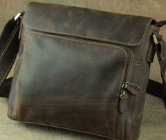 Leather Brown Mens Vintage Small Side Bag Shoulder Bags Small Messenger Bag For Men - iwalletsmen