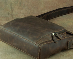 Leather Brown Mens Vintage Small Side Bag Shoulder Bags Small Messenger Bag For Men - iwalletsmen