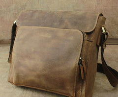 Leather Brown Mens Vintage Small Side Bag Shoulder Bags Small Messenger Bag For Men - iwalletsmen