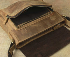 Leather Brown Mens Vintage Small Side Bag Shoulder Bags Small Messenger Bag For Men - iwalletsmen