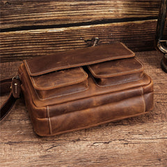 Vintage Coffee Leather Mens Side Bag Messenger BAG Small School Courier Bag FOR MEN