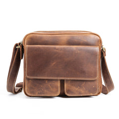 Vintage Coffee Leather Mens Side Bag Messenger BAG Small School Courier Bag FOR MEN