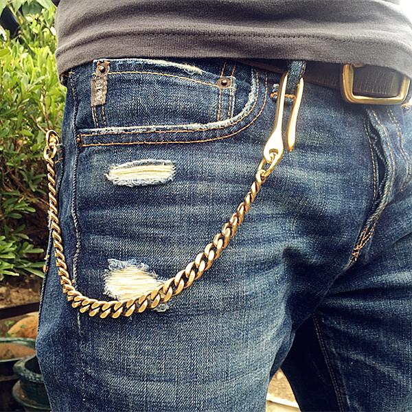 U7 Heavy Gold Color Waist Biker Chain Key Wallet Belt Rock Punk