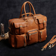 Genuine Leather Mens Cool Weekender Bag Travel Bag Duffle Bags Briefcase Messenger Bag for men