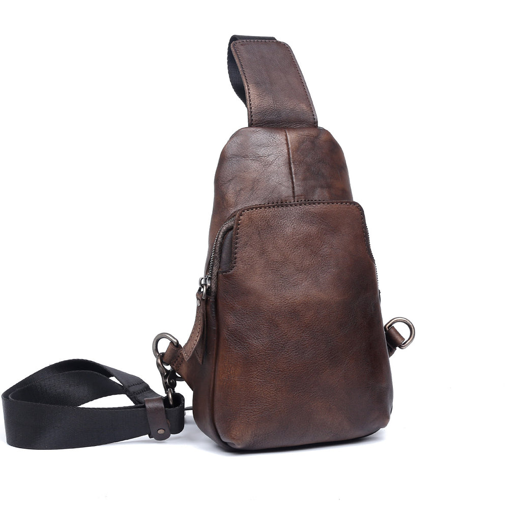 Handmade Leather Mens Cool Chest Bag Sling Bag Crossbody Bag Hiking Ba –  iChainWallets