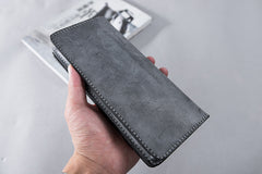 Handmade Leather Mens Clutch Wallet Cool Leather Wallet Long Phone Wallets for Men