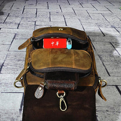 Small Leather Handbag Belt Pouch for men Waist Bag BELT BAG Shoulder Bag For Men - iwalletsmen