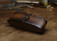 Handmade Mens Womens Tooled Wooden Leather Glasses Case Glasses Box Glasses Holder Eyeglass Case