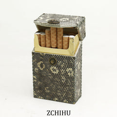 Handmade Cool Lizard Leather Mens Black Cigarette Holder Case Cigarette Holder for Men - iwalletsmen