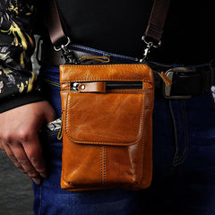 Small Leather Mens Belt Pouch Waist Bag Shoulder Bag BELT BAG For Men - iwalletsmen