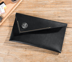 Handmade Leather Mens Clutch Cool Slim Wallet Envelope Clutch Wallet for Men