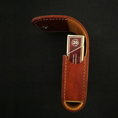 Brown Leather Mens Cigarette Case Cigarette Holder Belt Pouch with Belt Loop for Men - iwalletsmen