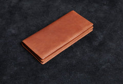 Genuine Leather Mens Cool Long Leather Wallet Zipper Clutch Wristlet Wallet for Men