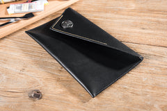 Handmade Leather Mens Clutch Cool Slim Wallet Envelope Clutch Wallet for Men