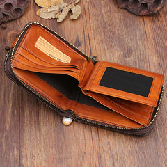 Handmade Mens Cool billfold Leather Wallet Men Small Wallets Bifold for Men - iwalletsmen