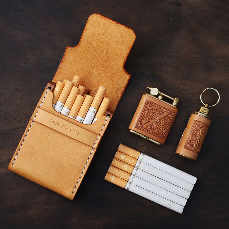 Cool Leather Mens 12pcs Cigarette Holder Case Vintage Custom Cigarette –  iwalletsmen