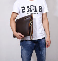 Genuine Leather Mens Cool Messenger Bag Clutch Bag Chest Bag Bike Bag Cycling Bag for men