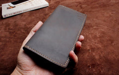 Handmade Leather Mens Wallet Cool Long Leather Wallet Clutch Wristlet Wallet for Men