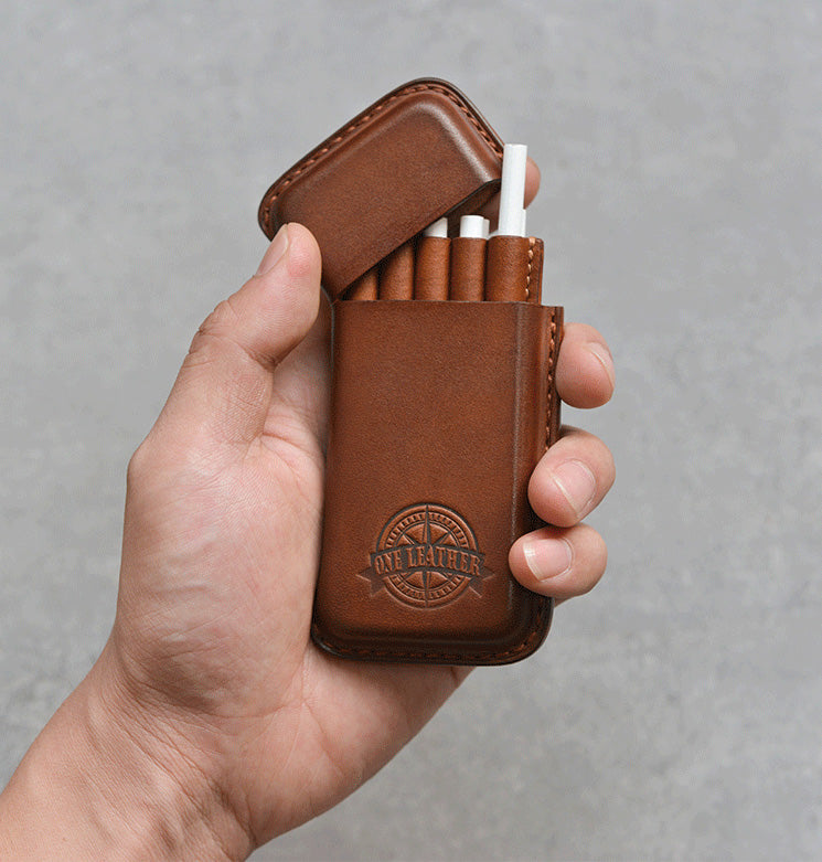 Handmade Brown Leather Mens 10pcs Cigarette Holder Case Cool Custom Ci –  iwalletsmen