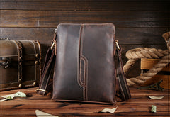 Handmade Leather Mens Cool Small Messenger Bag iPad Bag Chest Bag Bike Bag Cycling Bag for men