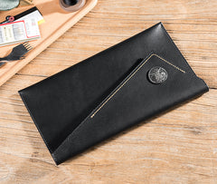 Handmade Leather Mens Clutch Cool Slim Wallet Envelope Clutch Wallet for Men