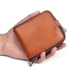 Handmade Mens Cool billfold Leather Wallet Men Small Wallets Bifold for Men - iwalletsmen