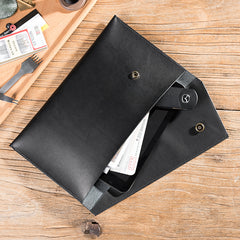 Handmade Leather Mens Clutch Cool Slim Wallet Envelope Clutch Wallet for Men