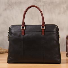 Leather Mens Black Briefcase Shoulder Bag Handbag Work Bag Laptop Bag Business Bag for Men