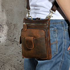 Leather Belt Pouch Mens Small Cases Waist Bag Hip Pack Belt Bag Fanny Pack Bumbag for Men