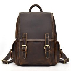 Leather Mens Cool Backpack Large Coffee Travel Bag Hiking Bag For Men - iwalletsmen