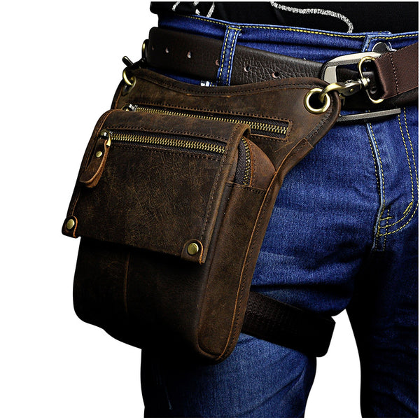 YAAGLE mens genuine leather small Hook Waist Bag Belt Pouch Fanny Pack –