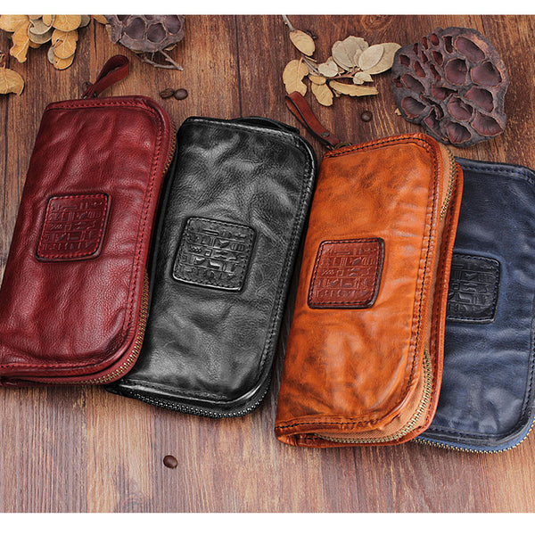 Handmade Leather Mens Cool Long Leather Wallet Bifold Clutch Wallet fo –  iwalletsmen