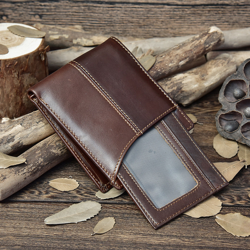 Men's Leather Bifold ID Card Holder Purse Wallet Billfold Handbag Slim  Clutch