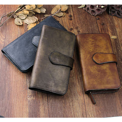 Handmade Leather Mens Cool Long Leather Wallet Trifold Clutch Wallet for Men - iwalletsmen