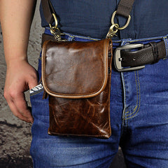 Leather Belt Pouch Mens Cases Waist Bag Hip Pack Belt Bag Fanny Pack Bumbag for Men